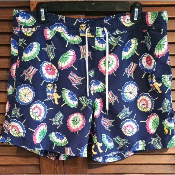 Ralph Lauren Other - NWT Polo Golf Ralph Lauren Umbrella Swim Trunks Colorful Navy, Sz Small READ
